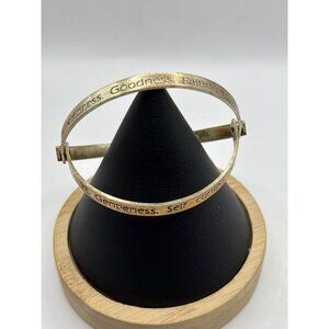 Engraved Silver Tone Bangle Bracelet With Love Joy Peace Kindness Inscription